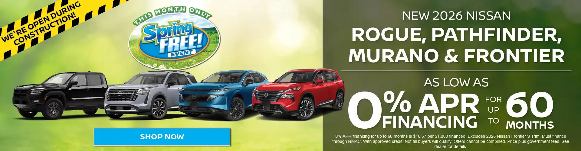 New 2026 Nissan Rogue, Pathfinder, Murano & Frontier